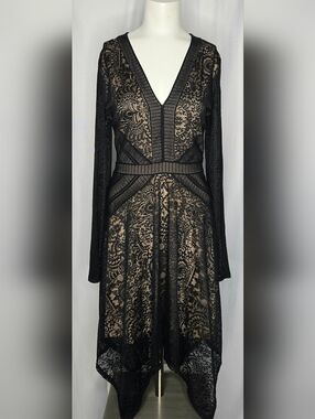 BCBGMaxAzria Alex Black Lace Asymmetrical Dress - Size M NWT